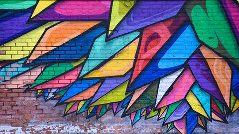 painting on a brick wall